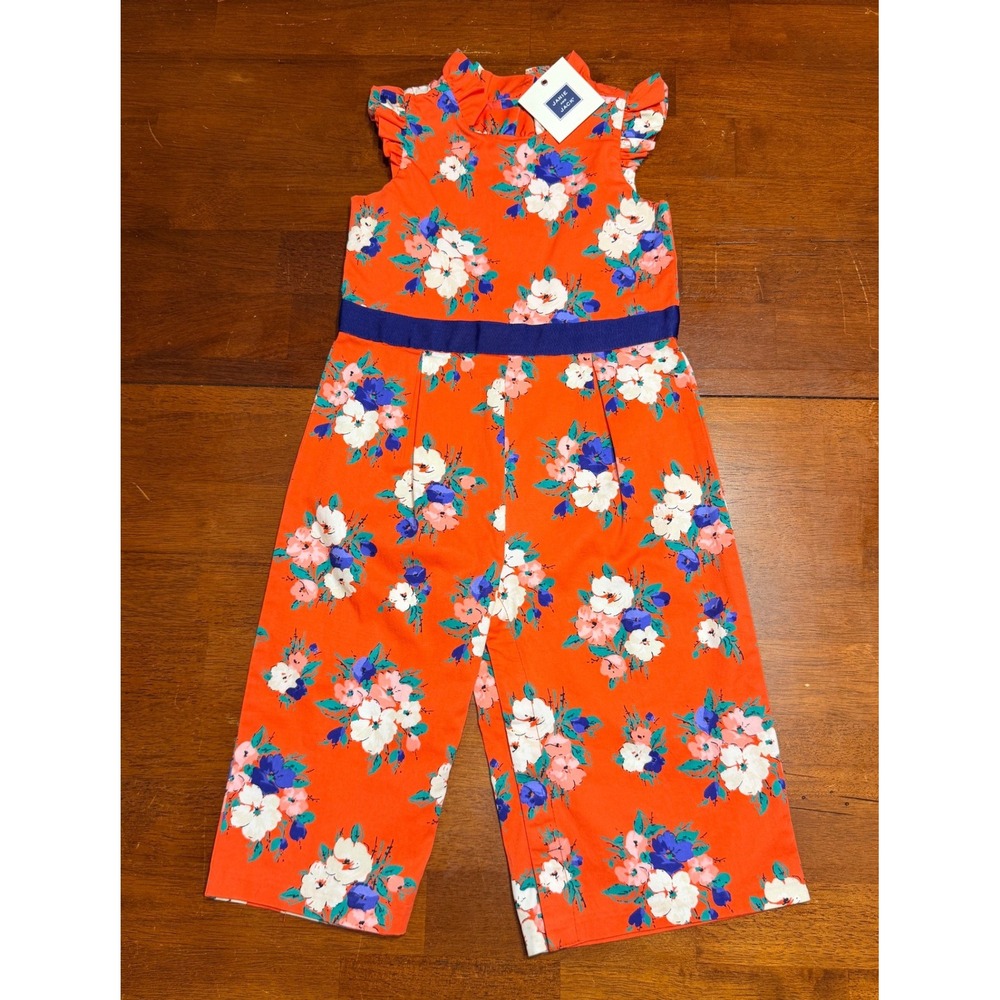 NEW Janie and Jack Girls Floral Jumpsuit 18-24M Coral Ruffle Sleeveless